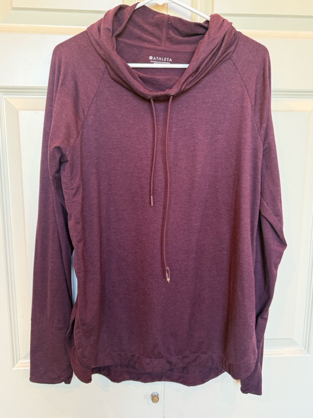 Athleta Uptempo Plum Cowl-Neck Pullover Hoodie SOFT Large L - Picture 3 of 7